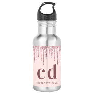 Bouteille D'eau Parties scintillant gouttes rose rose or rosé nom