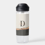 Bouteille D'eau parties scintillant or rose noir rose moderne mono<br><div class="desc">parties scintillant or rose rose noir,  or rose noir monogramme moderne nom bouteille cadeau</div>