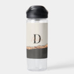 Bouteille D'eau parties scintillant or rose noir rose moderne mono<br><div class="desc">parties scintillant or rose rose noir,  or rose noir monogramme moderne nom bouteille cadeau</div>