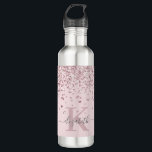Bouteille D'eau Parties scintillant or rose rose vierge Diamant Mo<br><div class="desc">Elégant, Sparkle Luxury, Glam, Girly faux rose parties scintillant en or confetti personnalisé bouteille d'eau monogrammed sur poudre rose roux. Comprend une parties scintillant d'or rose rose faux et des confettis de diamants blancs. Beau nom modèle à la main lettrage calligraphie script de police avec swashes. Ajoutez votre nom et...</div>