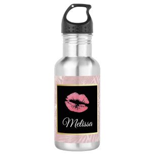 Bouteille D'eau Parties scintillant rose lèvres et Rose Gold Tropi