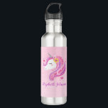 Bouteille D'eau Parties scintillant rose magique personnalisée Vis<br><div class="desc">Un joli visage de licorne magique de fille rose orne cette bouteille d'eau. Idéal pour retourner à l'école. Ajoutez votre nom à l'avant,  à l'arrière. Conçu pour vous par Blackberry Boulevard.</div>
