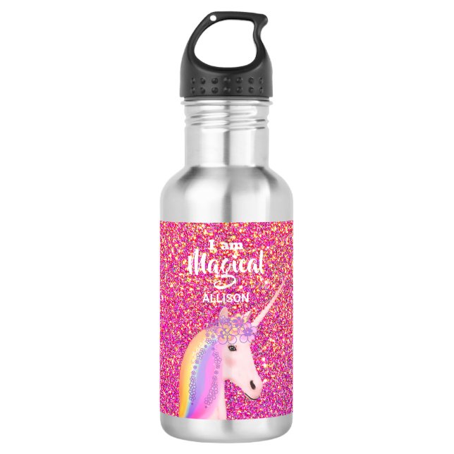 Bouteille D'eau Parties scintillant rose Unicorn Ombre Enfants per (Devant)