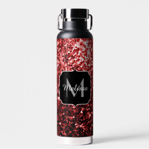Bouteille D'eau Parties scintillant rouge foncé brillant Monogramm