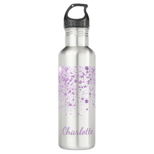 Bouteille D'eau Parties scintillant violette lâche le script blanc
