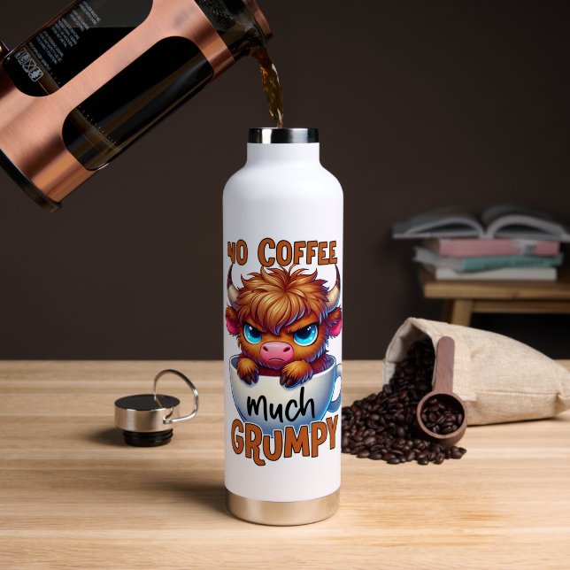Bouteille D'eau Pas de café beaucoup grincheux  (Café (pivotée))