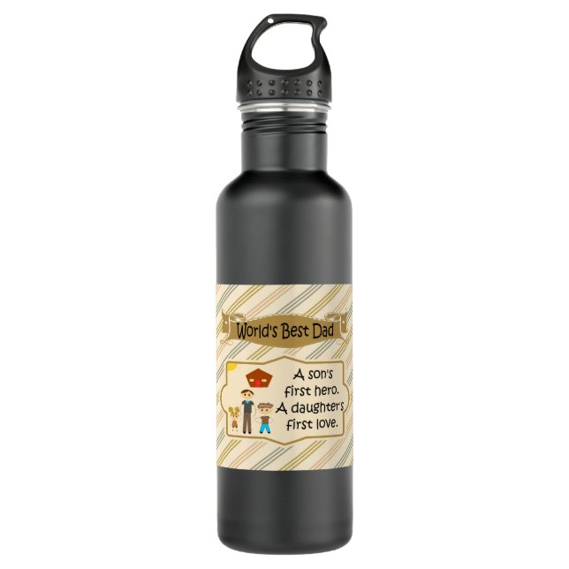 Bouteille D'eau Passion du meilleur héros de papa des mondes (Devant)