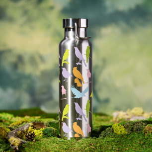Bouteille D'eau Pastel Coloured Variété d'oiseaux Motif