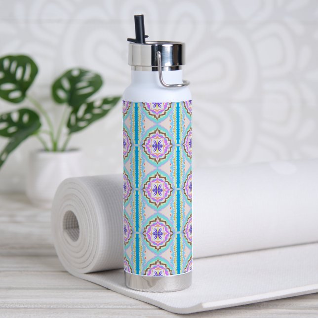 Bouteille D'eau Pastel Dream Boho Geometric Kaleidoscope (Yoga (pivotée))