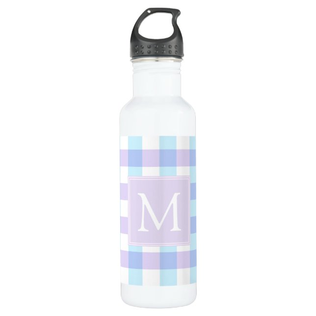 Bouteille D'eau Pastel Purple En vichy Monogramme (Devant)