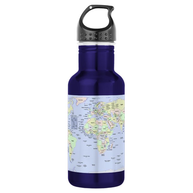 Bouteille D'eau Pastel World Map With Country Names – Personalized (Devant)