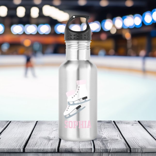 Bouteille D'eau Patins à chiffres roses Filles personnalisées (Créateur téléchargé)