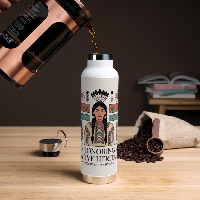 Bouteille D'eau Patrimoine amérindien (Café (pivoté))