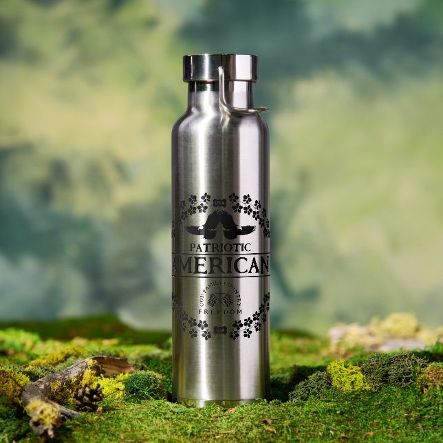 BOUTEILLE D'EAU PATRIOTIQUE AMÉRICAIN | DIEU FAMILLE PAYS LIBERTÉ (Extérieur)