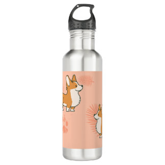 Bouteille D'eau paume rose de corgi