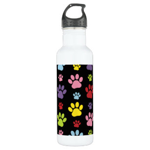 Bouteille D'eau Paws Colorés, Motif Paw, Empreintes de pattes, Paw