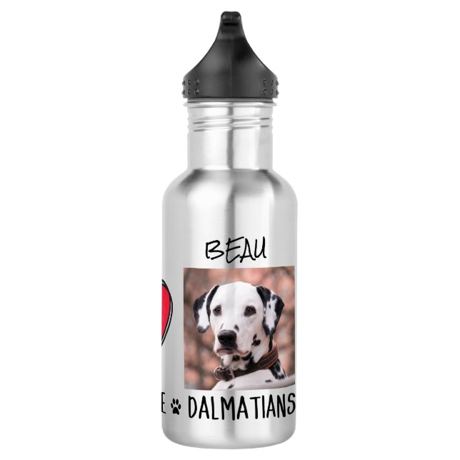 Bouteille D'eau Peace Love Amoureux de les chiens Dalmatiens Acier (Droite)