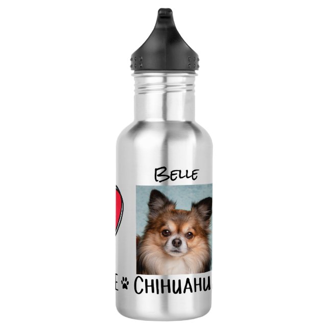 Bouteille D'eau Peace Love Chihuahua Amoureux de les chiens (Droite)
