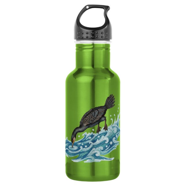 Bouteille D'eau Pêche au cormoran dans les vagues  (Devant)