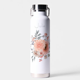 Bouteille D'eau Pêche et bleu Sage Fleurs de charme Pas de plastiq