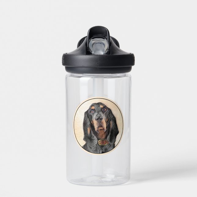 Bouteille D'eau Peinture de Black & Tan Coonhound - Art original d (Avant)