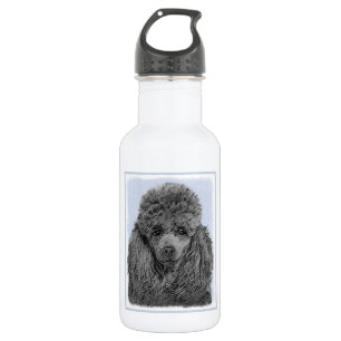Bouteille D'eau Peinture de Caniche Jouet Miniature Noir Œuvre Ori
