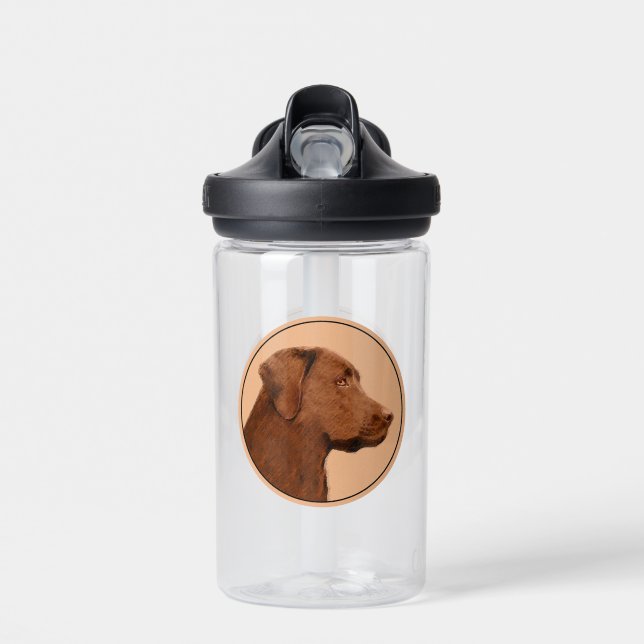Bouteille D'eau Peinture de Labrador Retriever (Chocolat) - Art Ca (Avant)
