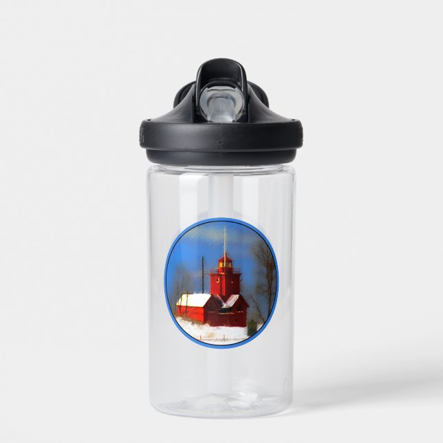 Bouteille D'eau Peinture de phare rouge - Art original (Avant)