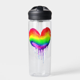 Bouteille D'eau Peinture de séchage du coeur arc-en-ciel personnal
