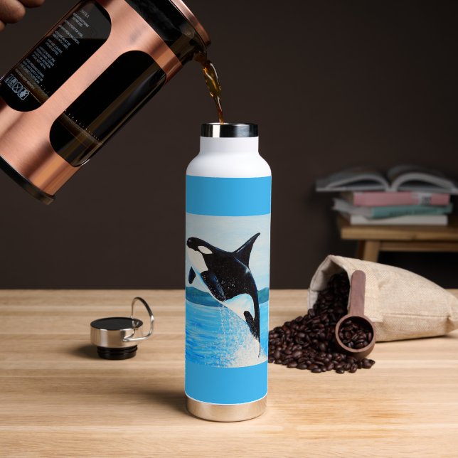 Bouteille D'eau Peinture d'orque (Café (pivoté))