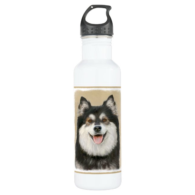 Bouteille D'eau Peinture Lapphund Finlandaise - Joli art original  (Devant)