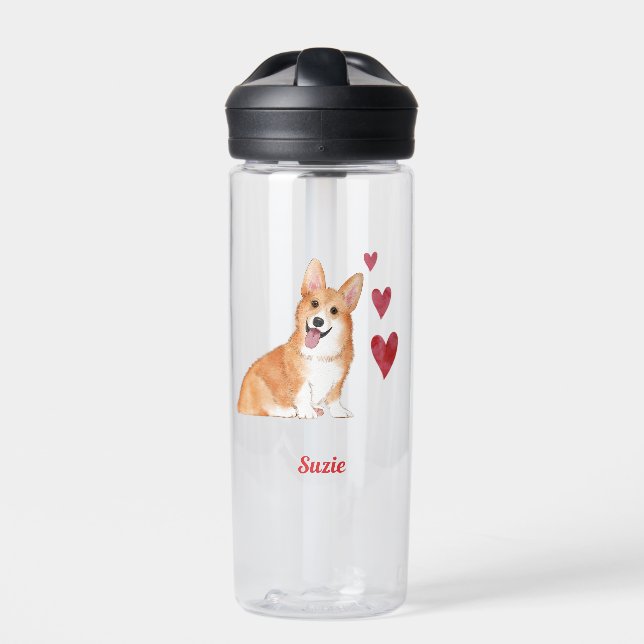 Bouteille D'eau Pembroke Welsh Corgi Chien Nom Personnalisé (Extérieur)