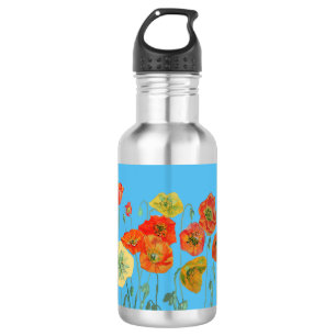 Bouteille D'eau Pépites d'orange Fleurs florales Pastel Blue