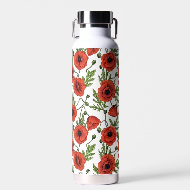 Bouteille D'eau Pépites, rouge et vert sur blanc (Avant)