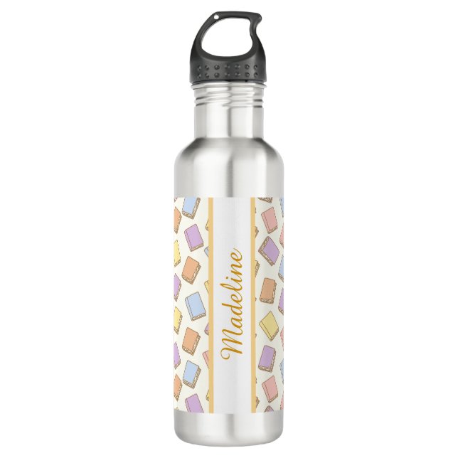 Bouteille D'eau Personalized Bookish Girly Cute Cream Name Pink (Devant)