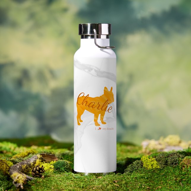 Bouteille D'eau Personalized French Bulldog Pastel  - Frenchie (Extérieur (pivotée))