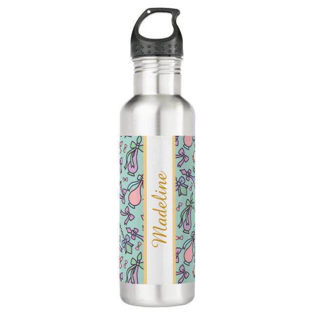 Bouteille D'eau Personalized Pastel Girly Cute Name Green Teal (Devant)