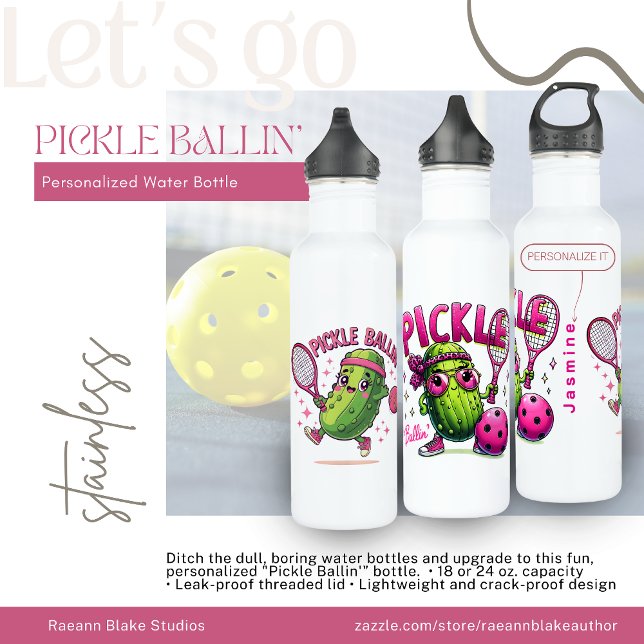 Bouteille D'eau Personalized "Pickle Ballin'" Water Bottle (Créateur téléchargé)