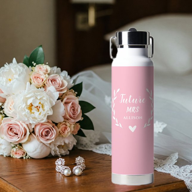 Bouteille D'eau Personalized Pink Water Bottle, Custom Mrs. Design (Créateur téléchargé)