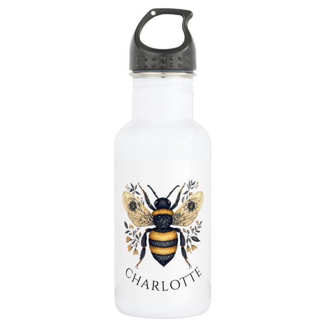 Bouteille D'eau Personalized Queen Bee Floral (Devant)