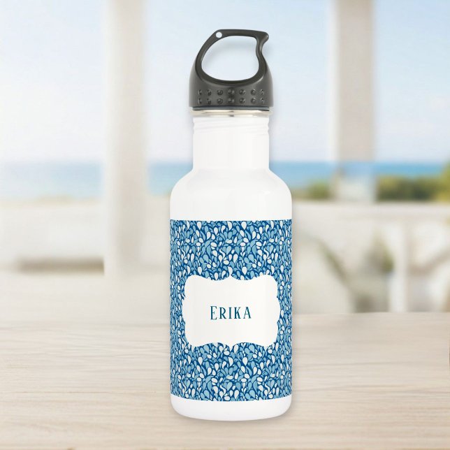 Bouteille D'eau  Personalized Water Bottle for Kids - Blue & White (Créateur téléchargé)