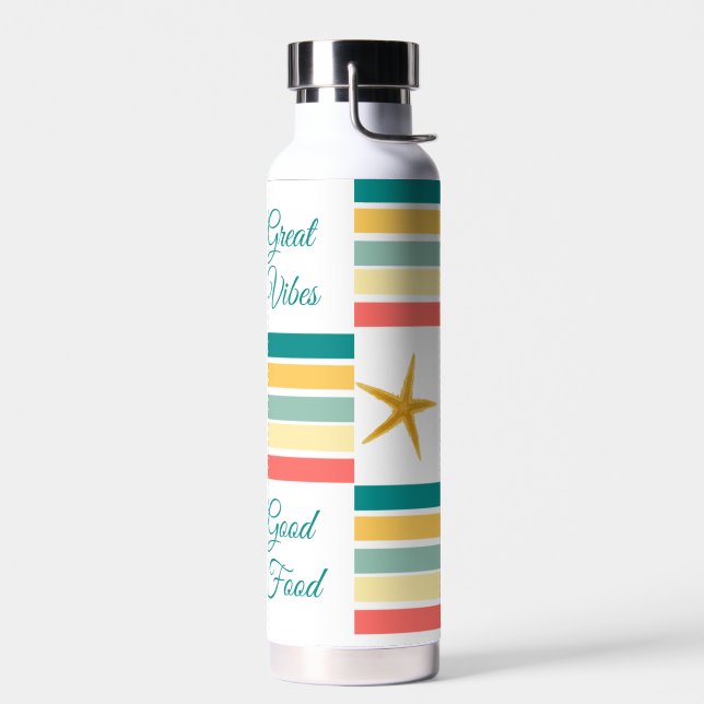 Bouteille D'eau Personnalisable "Just Beach" Theme Blanc (Gauche)
