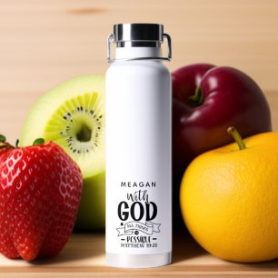 Bouteille D'eau Personnalisé Avec Dieu Toutes Les Choses Sont Poss