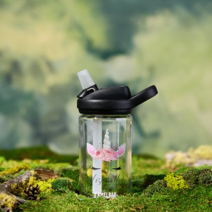 Bouteille D'eau Personnalisé Cute Rose Kids Unicorn