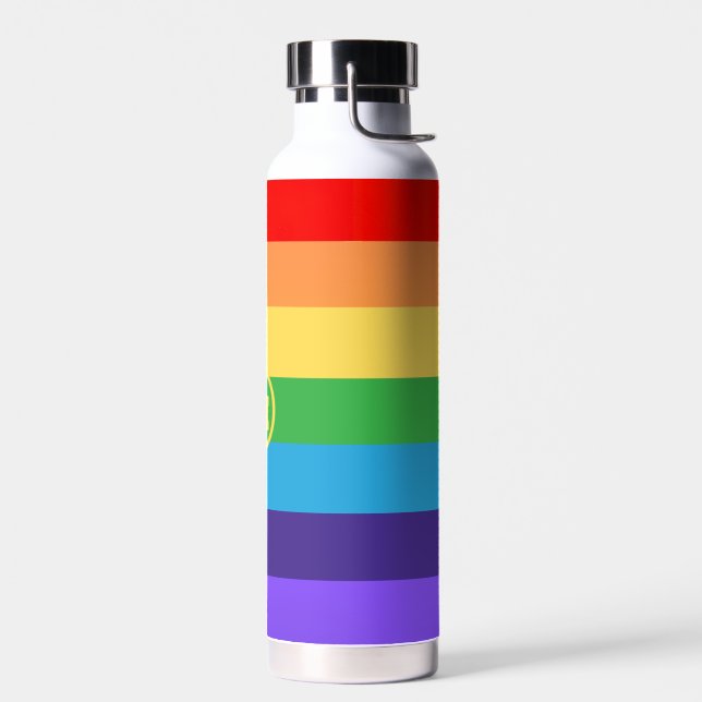 Bouteille D'eau Personnalisé Mat Moderne Monogram Rainbow pride lg (Gauche)