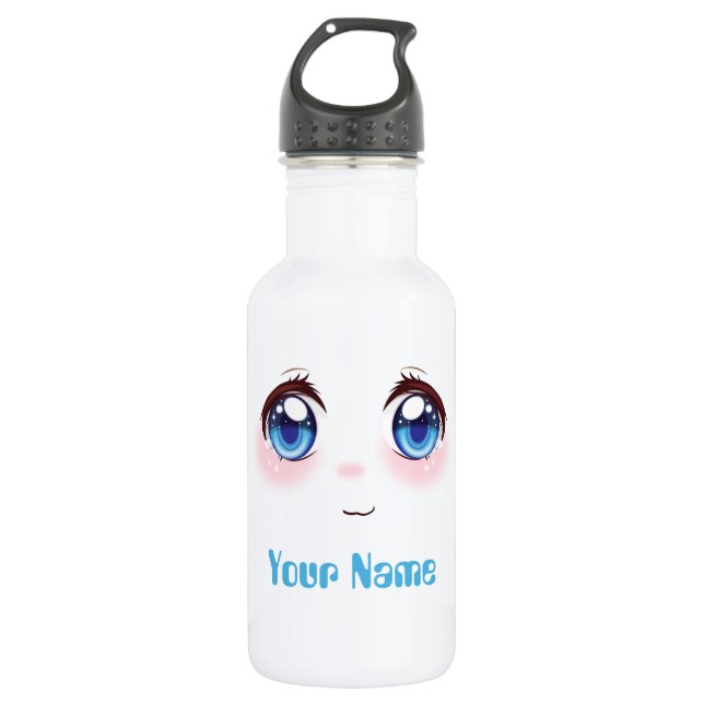 Bouteille D'eau Personnalisé mignon yeux bleus anime (Devant)