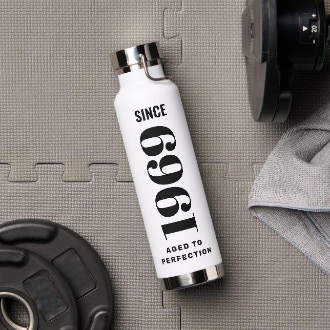 Bouteille D'eau Personnalisé Vintage Âgé À Perfection Anniversaire (Couvercle)