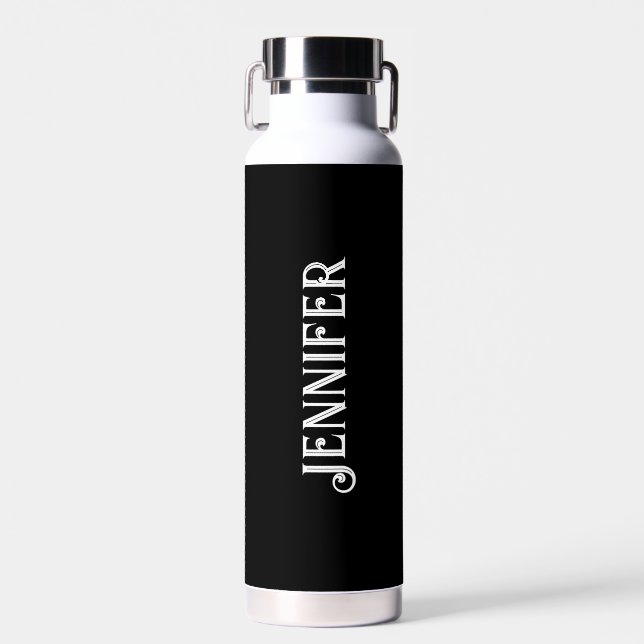 Bouteille D'eau Personnalisé Votre nom Black Script Mariage Eau (Avant)