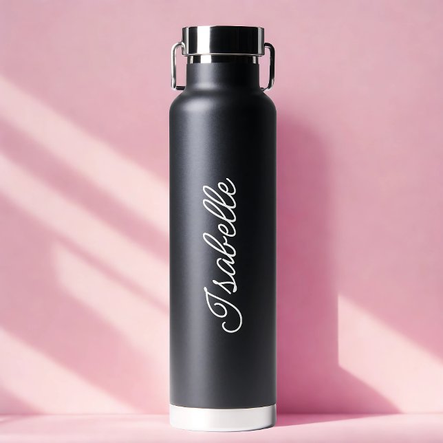 Bouteille D'eau Personnalisé Votre Nom Script Black Mariage Cadeau (Personalized Your Name Script Black Wedding Gift Water Bottle)