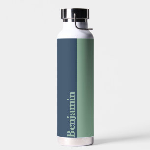 Bouteille D'eau Personnalisé Votre Nom Style Moderne Vert Bleu